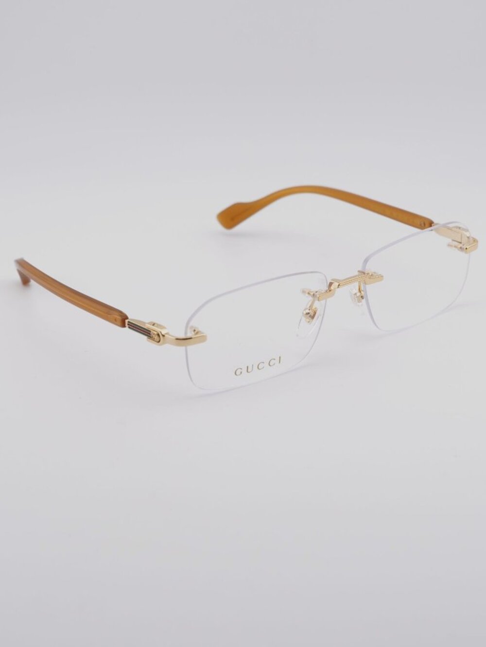 Gucci GG1221O 006 Rimless Eyeglasses Gold 56mm Rectangle Frame